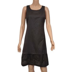 Rebecca Taylor‎ Women's Wool Dress Brown Sleeveless Round Neck Embroidered Hem 8